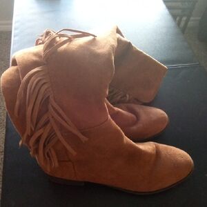 Fringe Tan Suede Ankle Boots